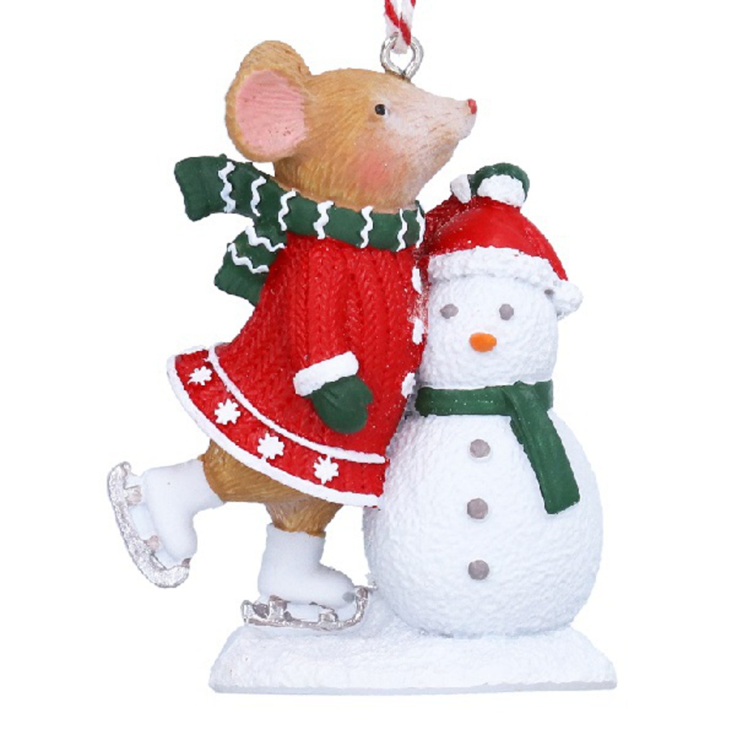 Resin Mouse With Snowman, Sally 7cm *ETA Nov image 0